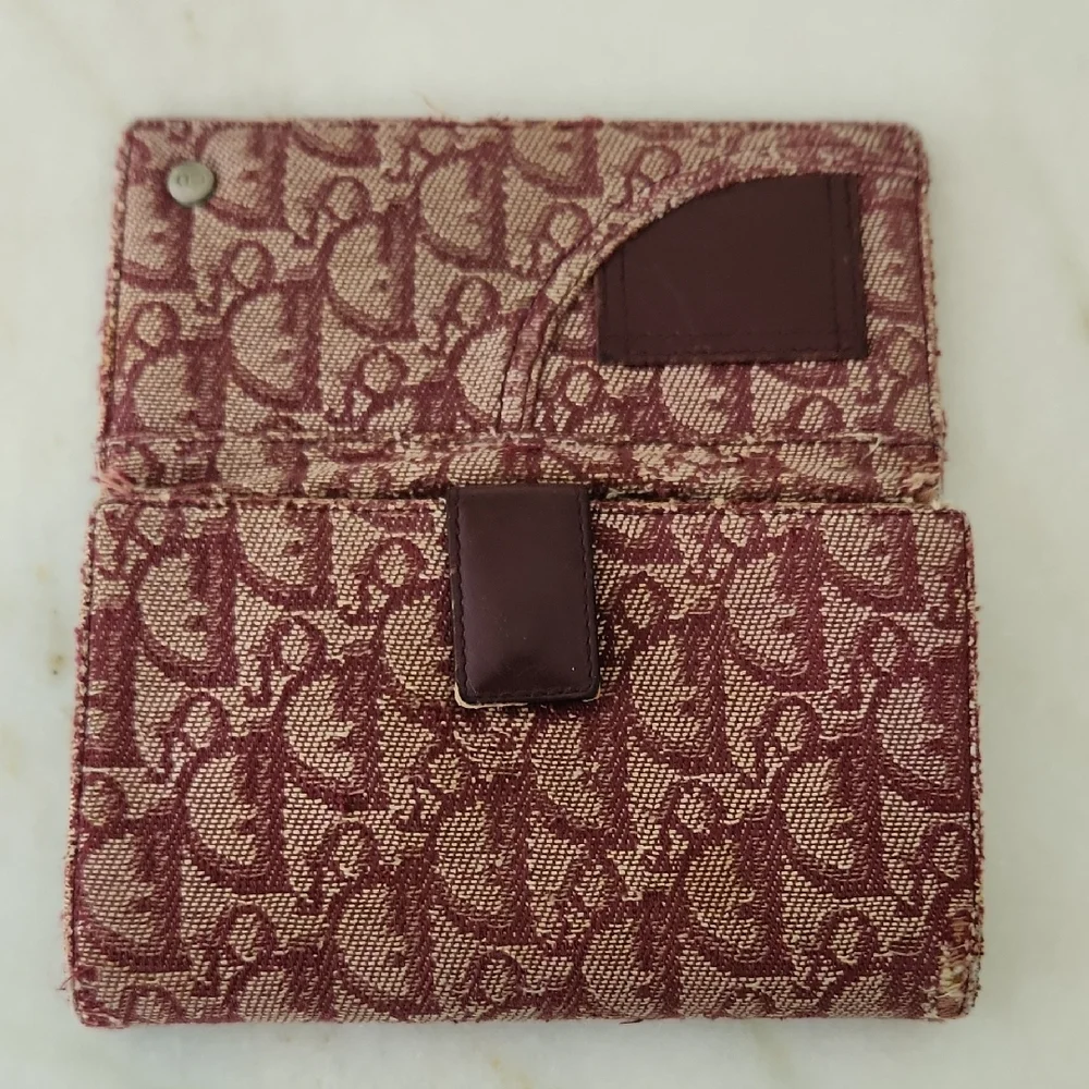 Christian Dior Rich Brown and Burgundy Leather Wallet